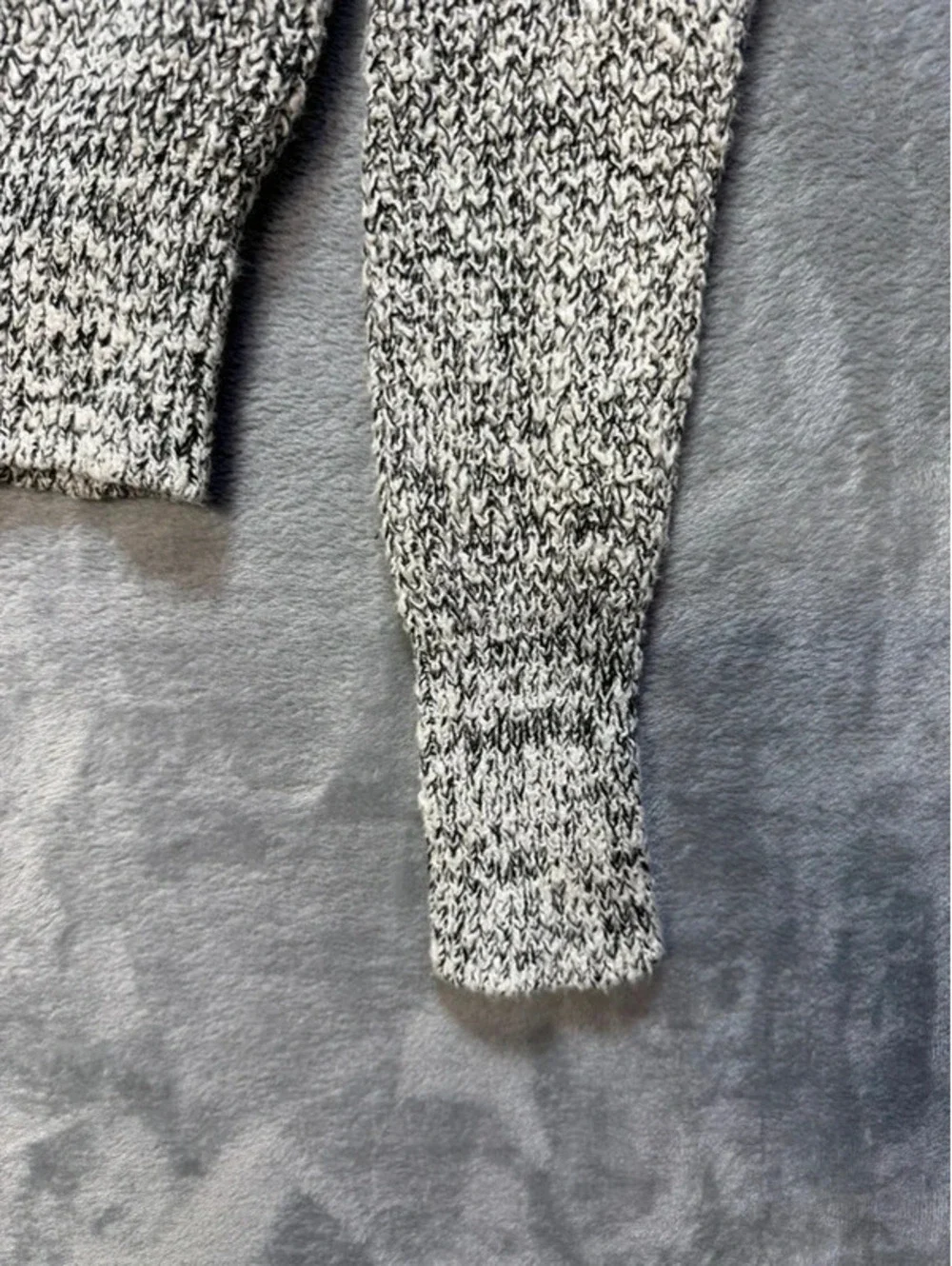 Free People Womens Chunky Knit Sweater Cotton Linen Blend Marled Black White XS